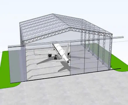 Hangar de aviones de metal de 5 - 6 metros Constructores de hangares de aviones sofisticados